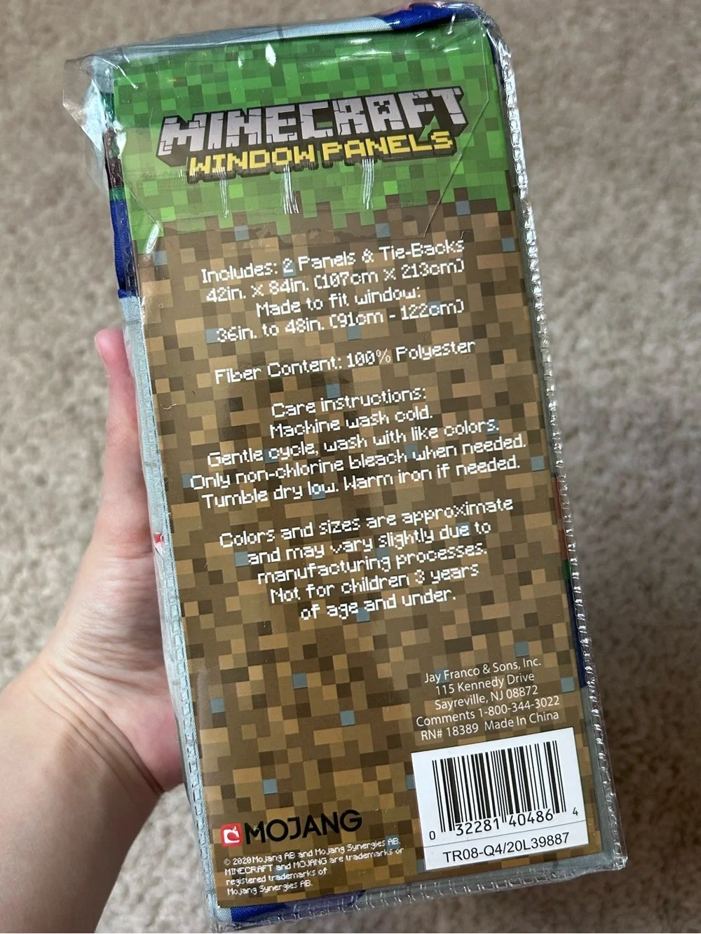 Jay Franco Minecraft Genda Iso Animals Window Panels & Tie-Backs Set 42”X84” New